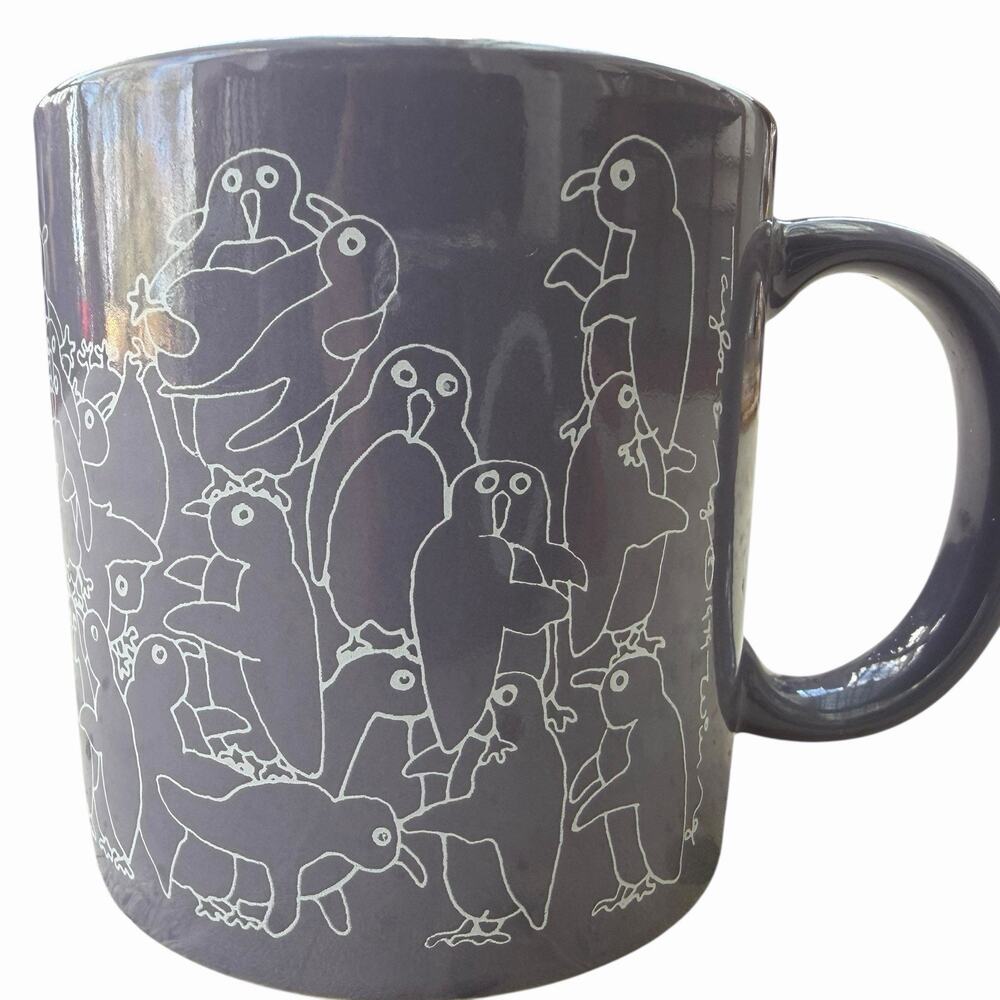 Taylor & NG Naughty PENGUIN 12oz Mug Purple Vtg 1979 San Francisco Japan Coffee